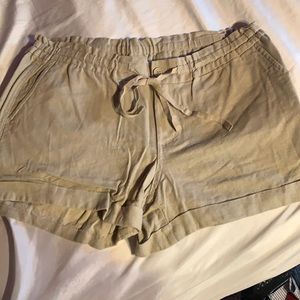 Beige drawstring and button waist shorts